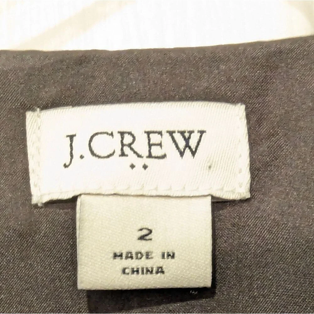 J. Crew Satin back crepe peplum button-front black green floral blouse shirt 2